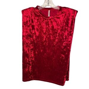 Watermelon | Vtg Crimson Red Crushed Velvet Sleeveless Top, Medium